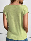 Simple solid color V-neck loose fit women's T-shirt