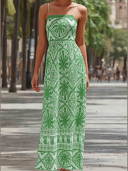 Cascais Bohemia Tropical Palm Strappy Sundress ??Lightweight Summer Dress