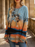 Round Neck 3D Printed Long Sleeve T-Shirt