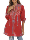 COTTON STAND-UP COLLAR EMBROIDERED SHIRT_CWTBLL0819