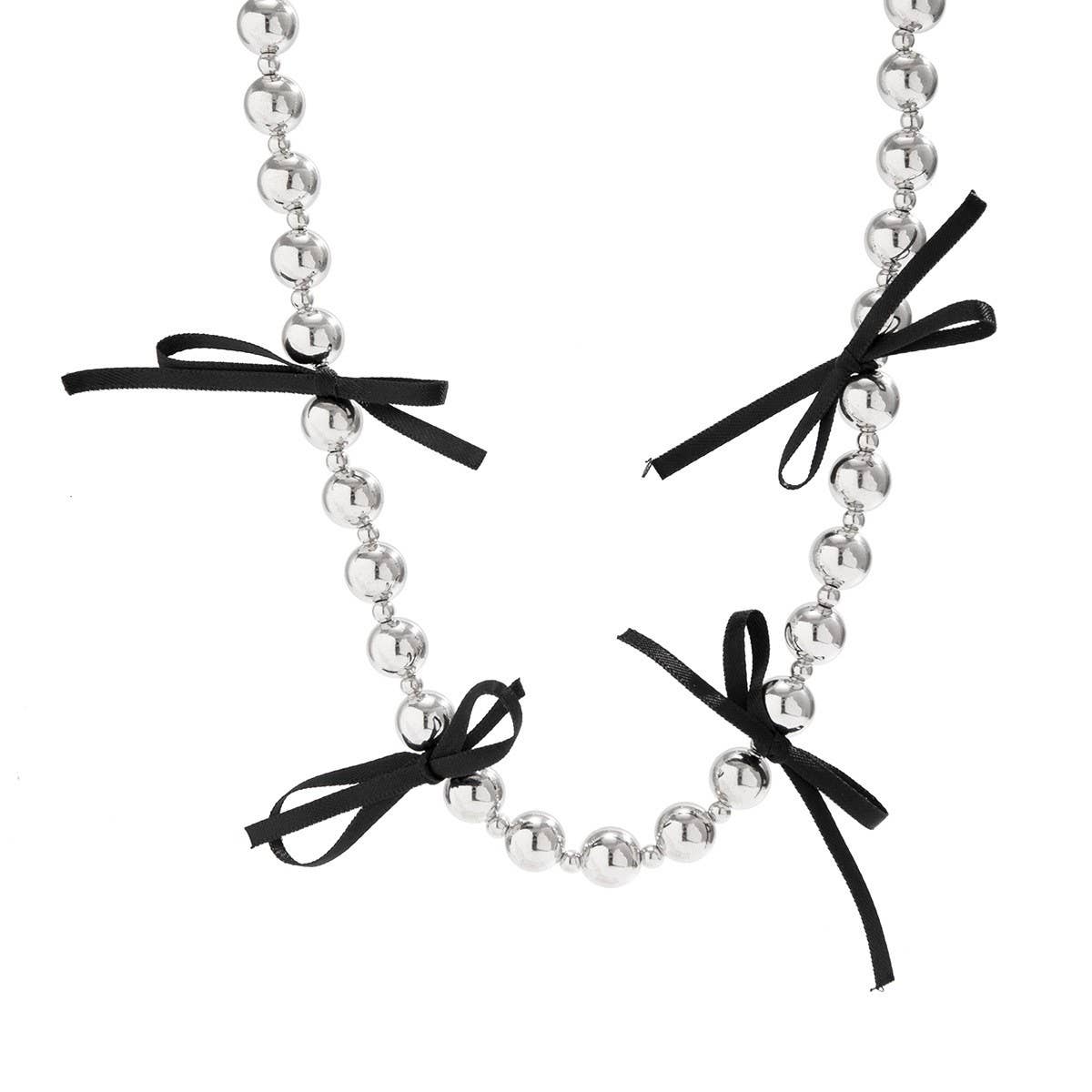 HOT SELLING BLACK BOW BEADED NECKLACE_CWAJE1171