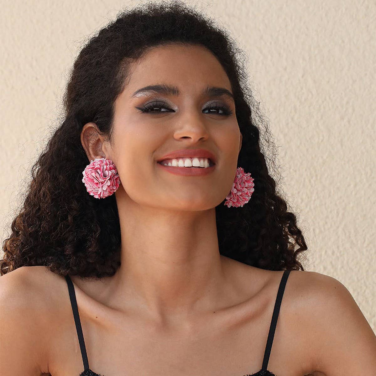 Vintage Rose Fabric Stud Earrings Handmade Chic_Cwmm6259