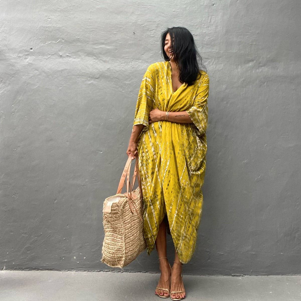 BAMBOO COTTON TIE DYE BEACH COVER UP CARDIGAN_CWMM6301