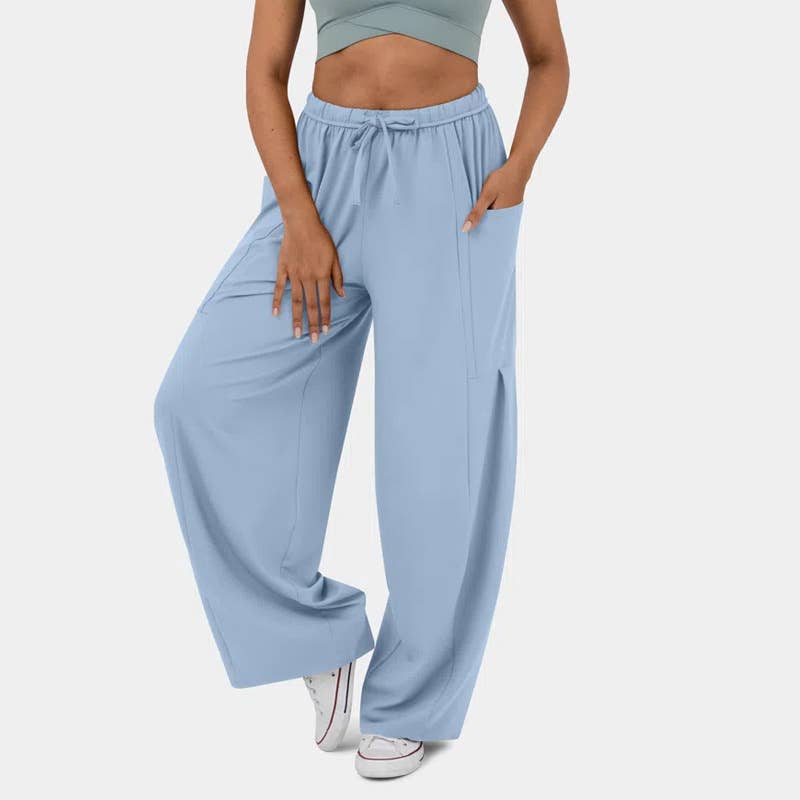 Stylish Elastic-Waist Pleated High-Waisted Pants