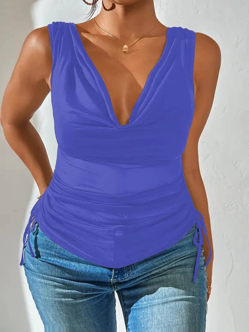 Womens Sexy V-Neck Sleeveless Crop Top