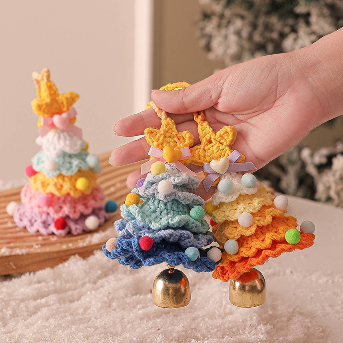 Plush Christmas Ornament Knitted Tree Hanging_Cuab00751