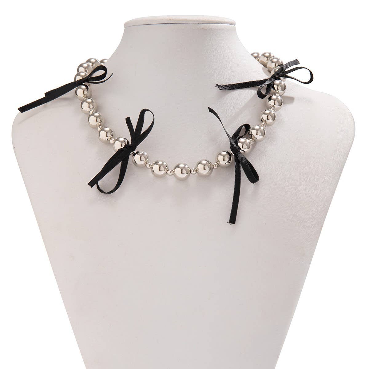 HOT SELLING BLACK BOW BEADED NECKLACE_CWAJE1171