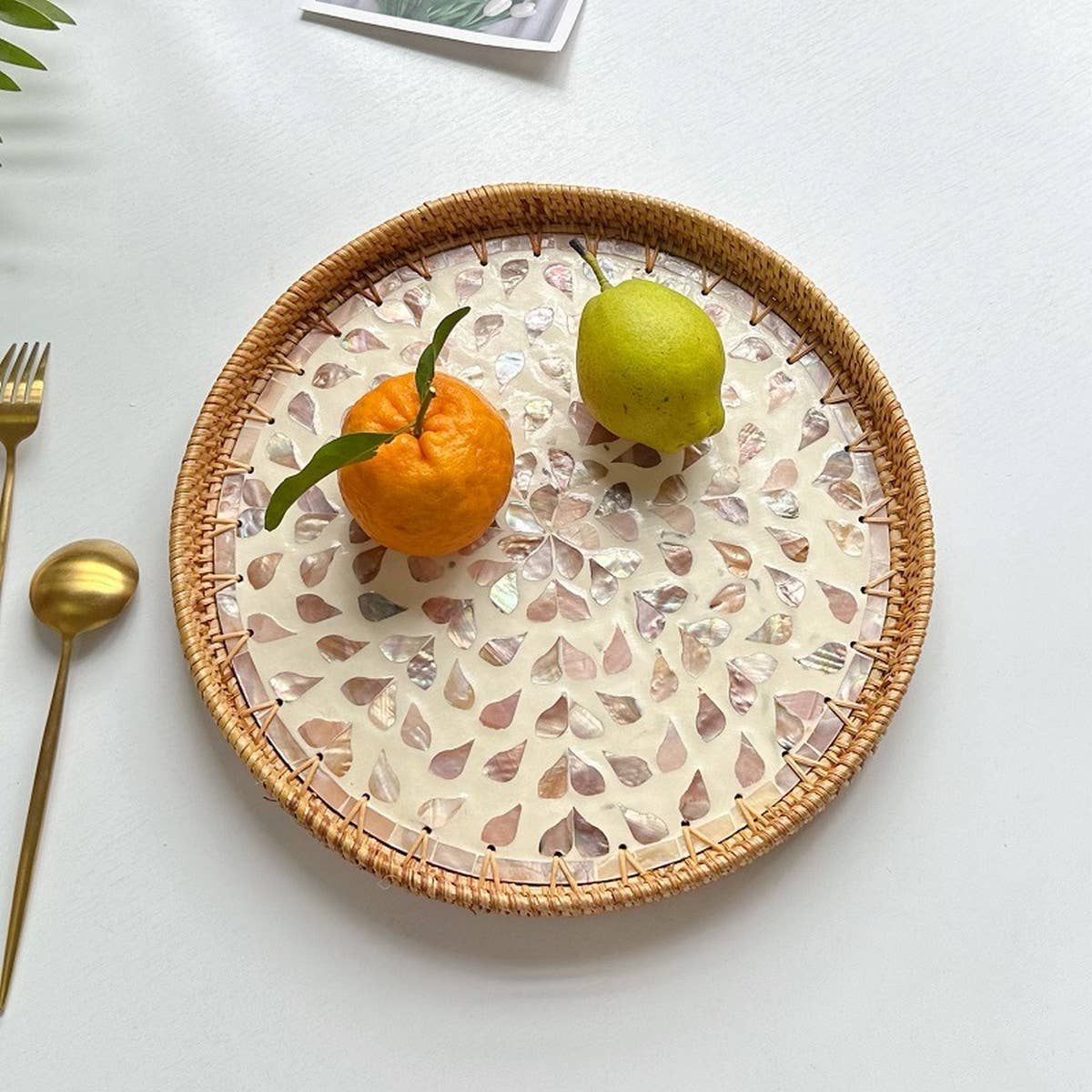 RATTAN FRUIT TRAY SHELL TRAY TWO PIECE SET_CWMM4533