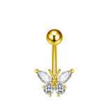 SEXY PINK BUTTERFLY CZ NAVEL RING PIERCING_CWMM9381