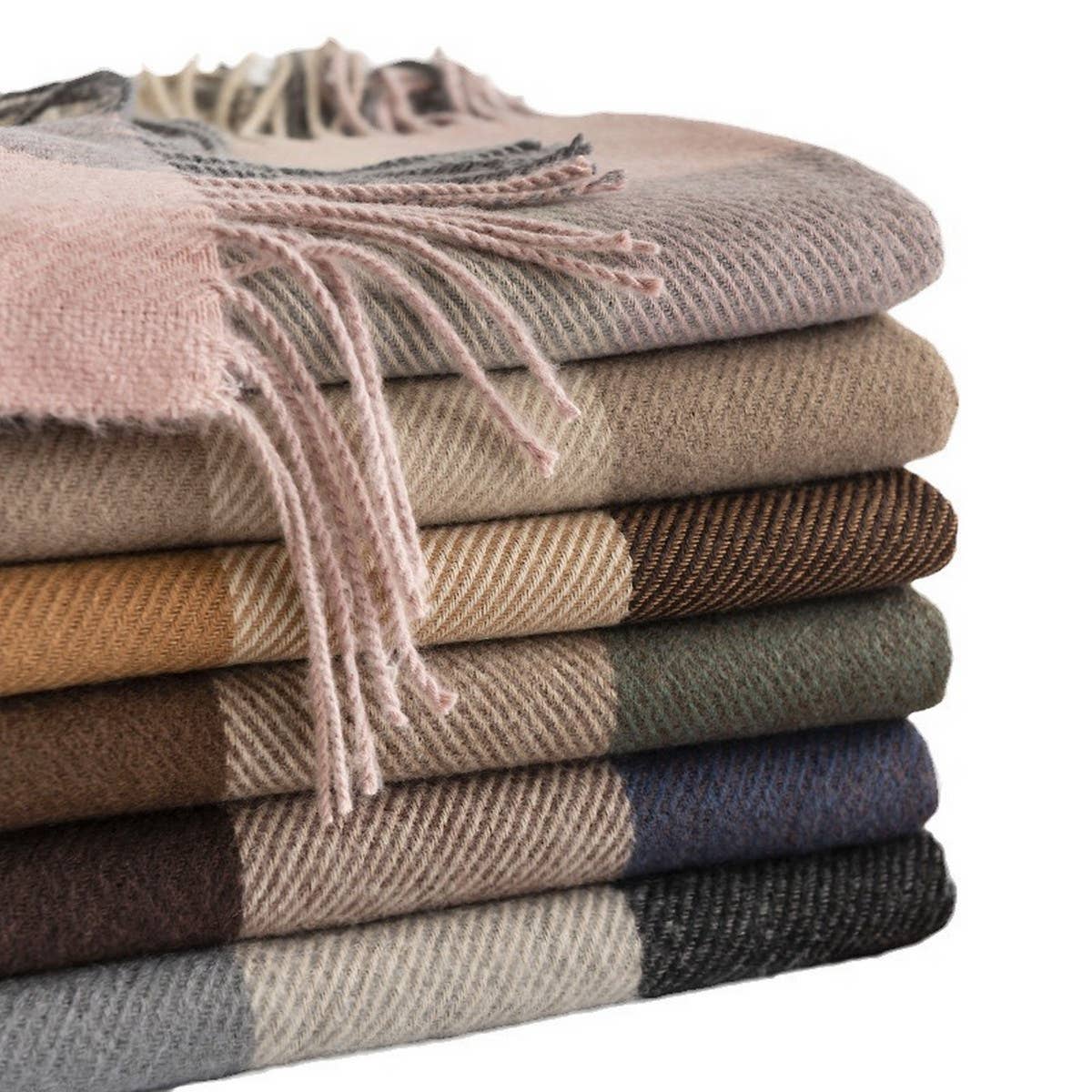 MELANGE PLAID SCARF SOFT FAUX CASHMERE FALL WRAP_CWASC1004