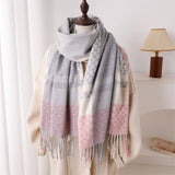 Ven Plaid Fringe Scar Warm Winter Shawl Wrap_Cwasc2779