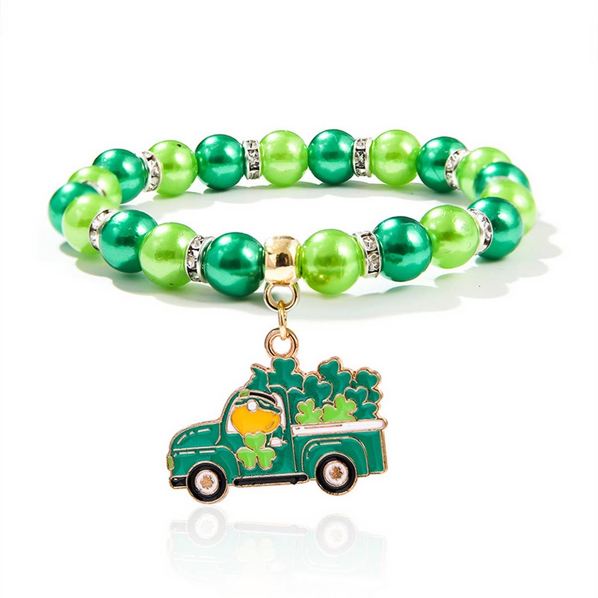 ST PATRICKS DAY IMITATION PEARL ACRYLIC BRACELET_CWMM3508