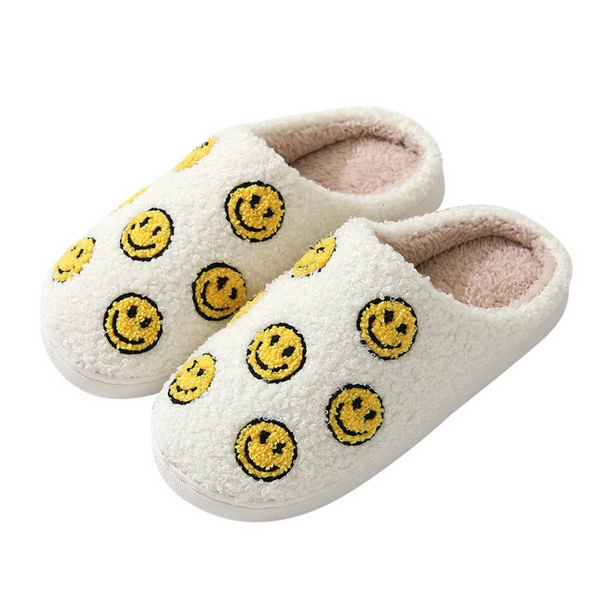 CUTE SEVEN SMILING FACE FUZZY SLIPPERS WOMEN_CWSHS0252
