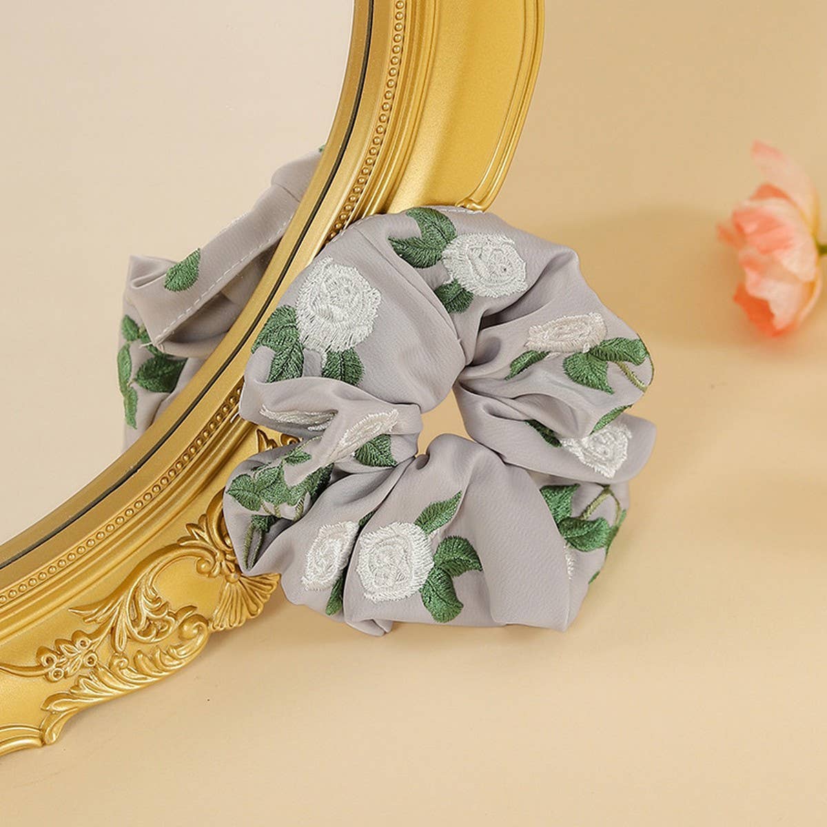 White Rose Embroidered Hair Tie For Qipao Hanfu