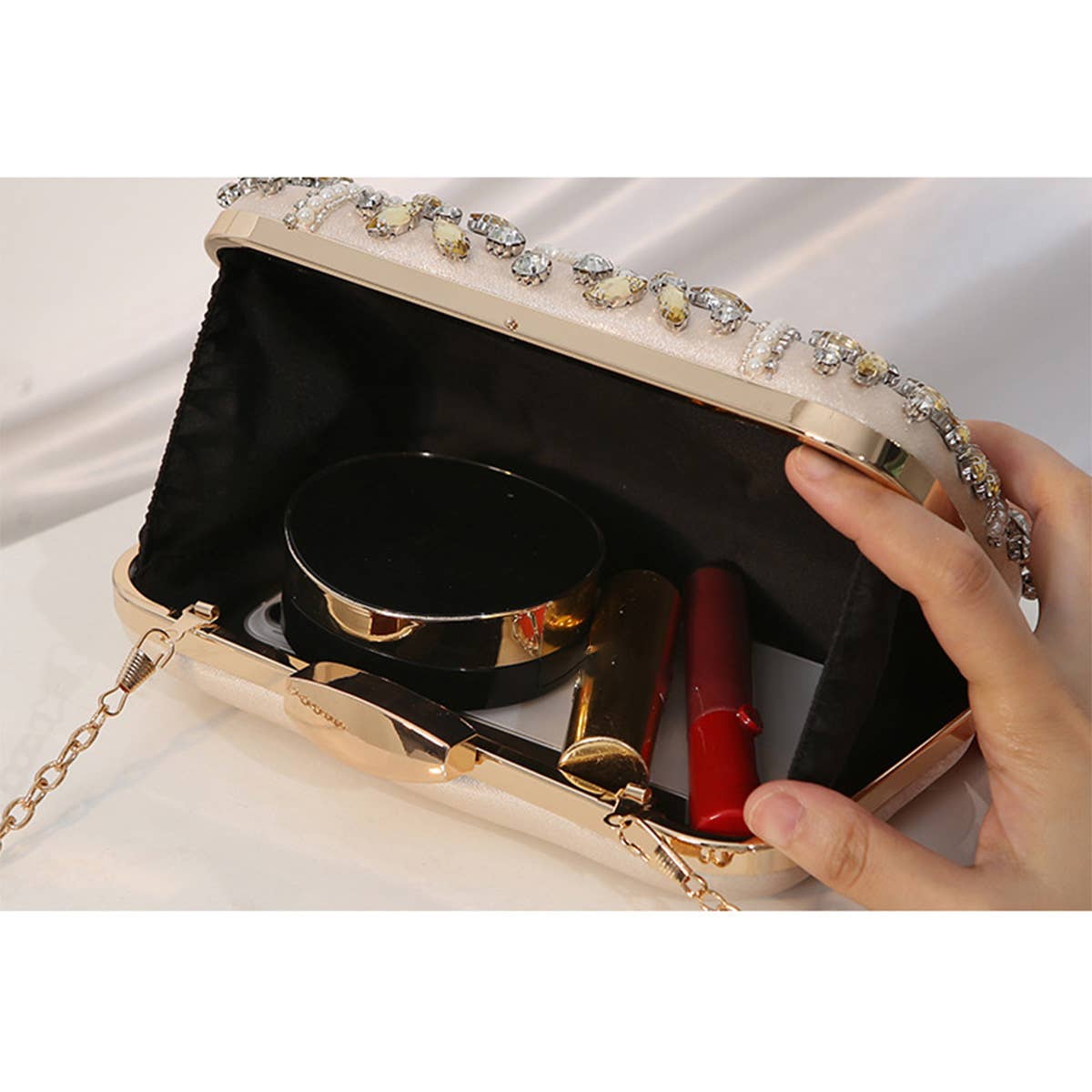 NEW HANDMADE BEADED PEARL VINTAGE HANDBAG_CWAB2488