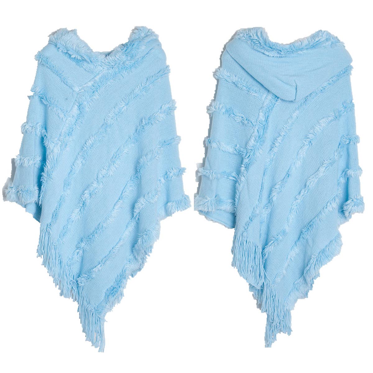 HOODED CAPE WITH FRINGED HEM SCARVES_CWASC0118
