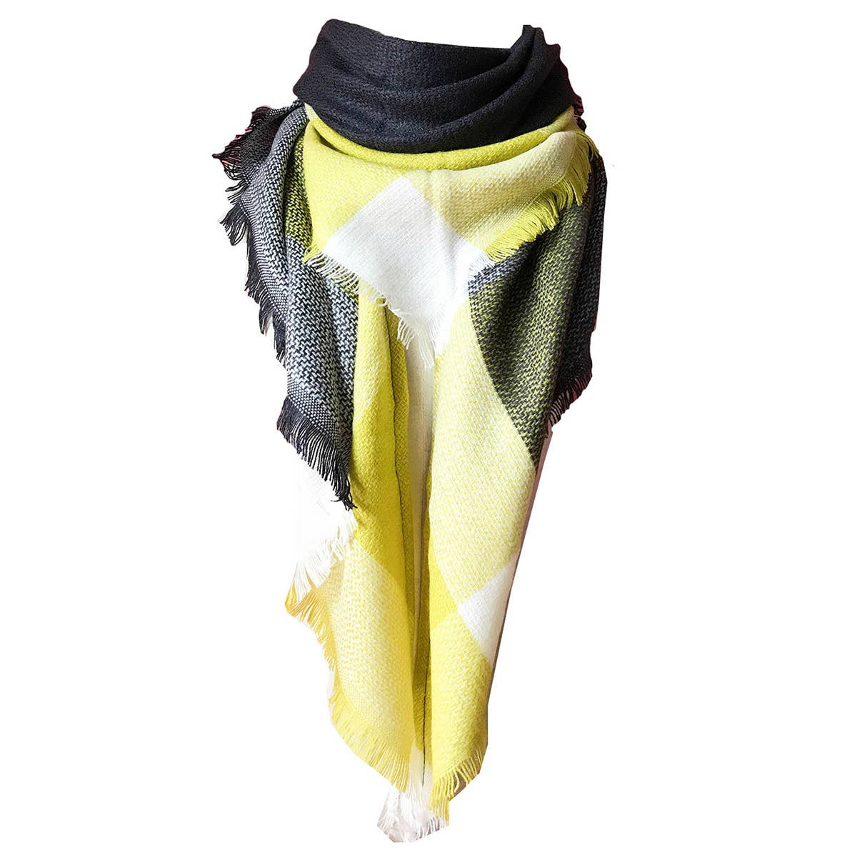 RAINBOW PLAID SCARF TRIANGLE WINTER SHAWL_CWASC0116