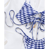 GINGHAM BIKINI SET SEXY CUTOUT TIE SIDE SWIMSUIT_CWMW0713