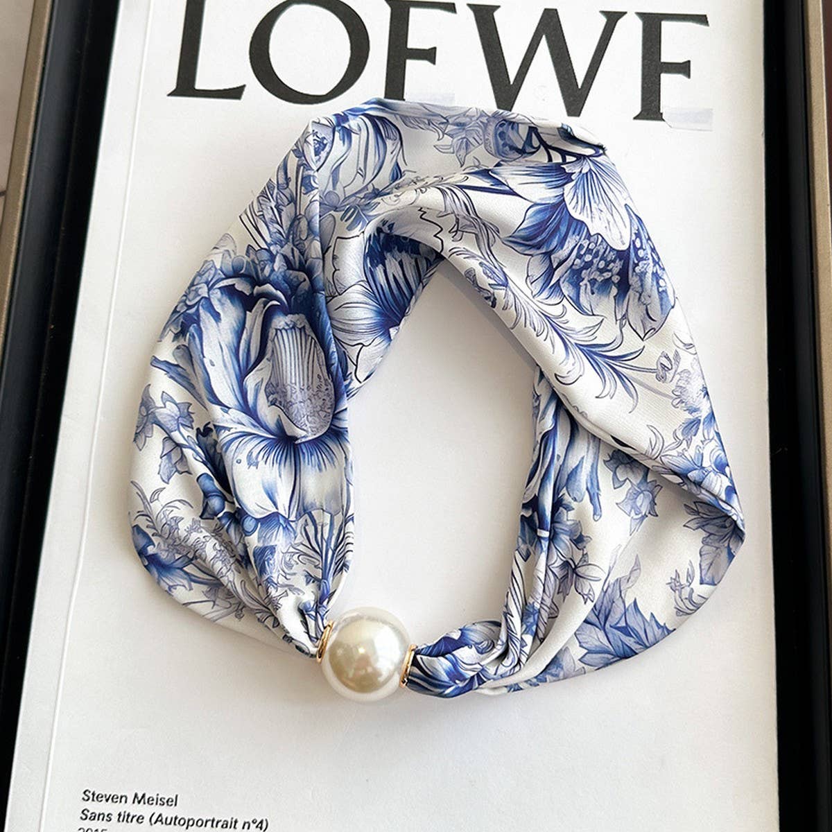 Pearl Magnetic Skinny Silk Neck Scarf_Cwasc03931