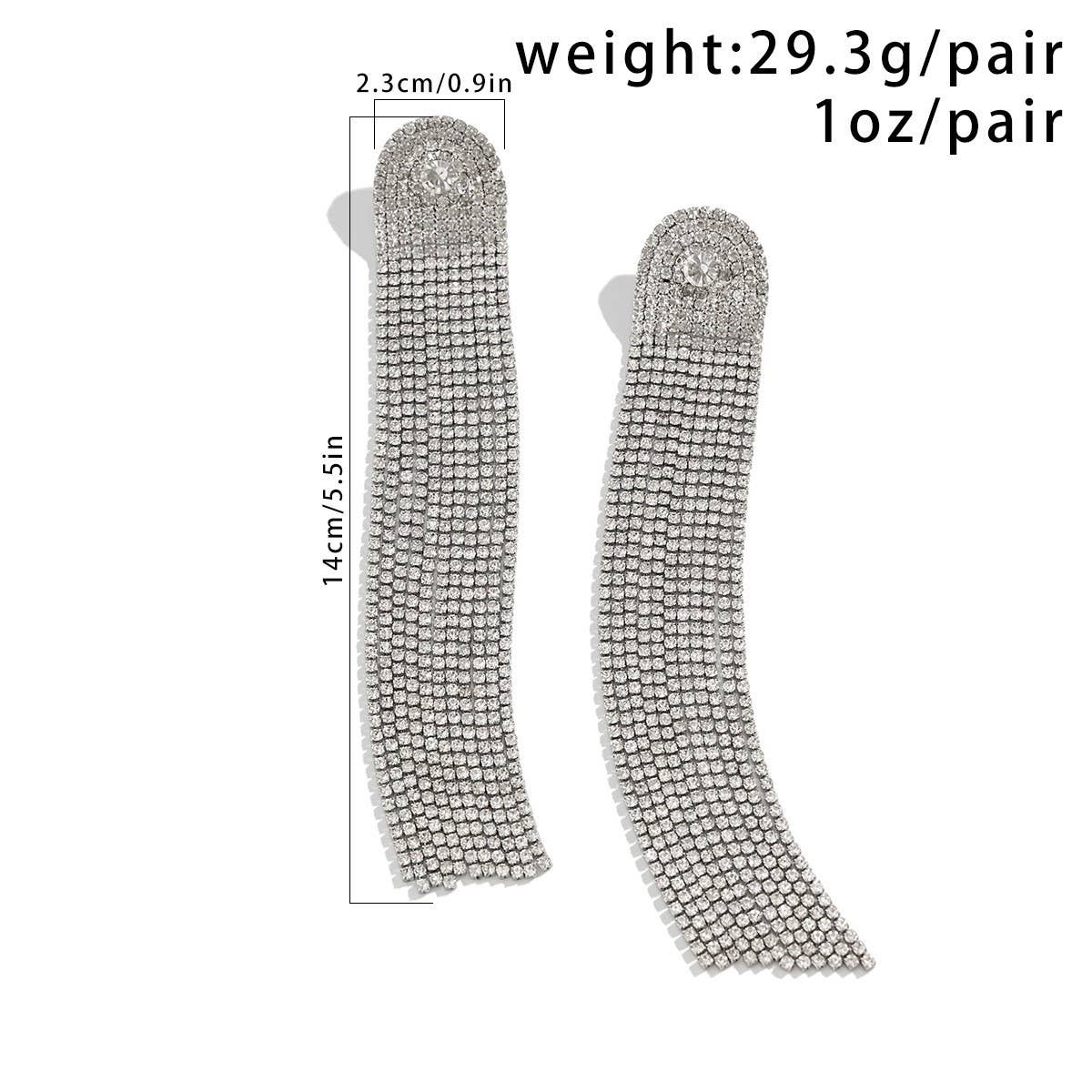 FRENCH STYLE TASSEL RHINESTONE EARRINGS_CWAJE1140