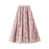 HEAVY FLOWER SEQUIN FAIRY GAUZE SKIRT A LINE SKIRT_CWBMS0318