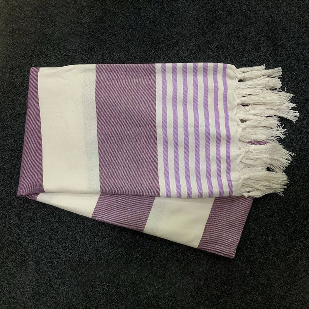 STRIPED COTTON TASSEL TURKISH BEACH TOWEL_CWMM7663