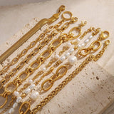 CHIC GOLD PEARL BRACELET WITH STAINLESSSTEEL CHAIN_CWAJE4673
