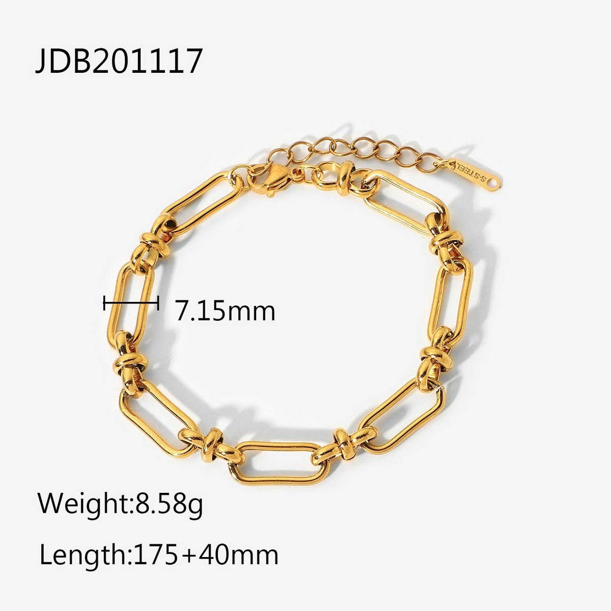 18K GOLD SILVER TWO TONE CROSS CHAIN BRACELET_CWAJE4737