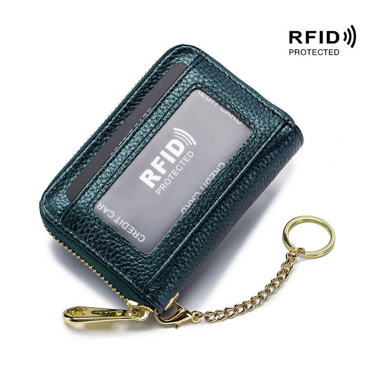 Zipper Key Case Genuine Leather Card Holder_Cwab3870