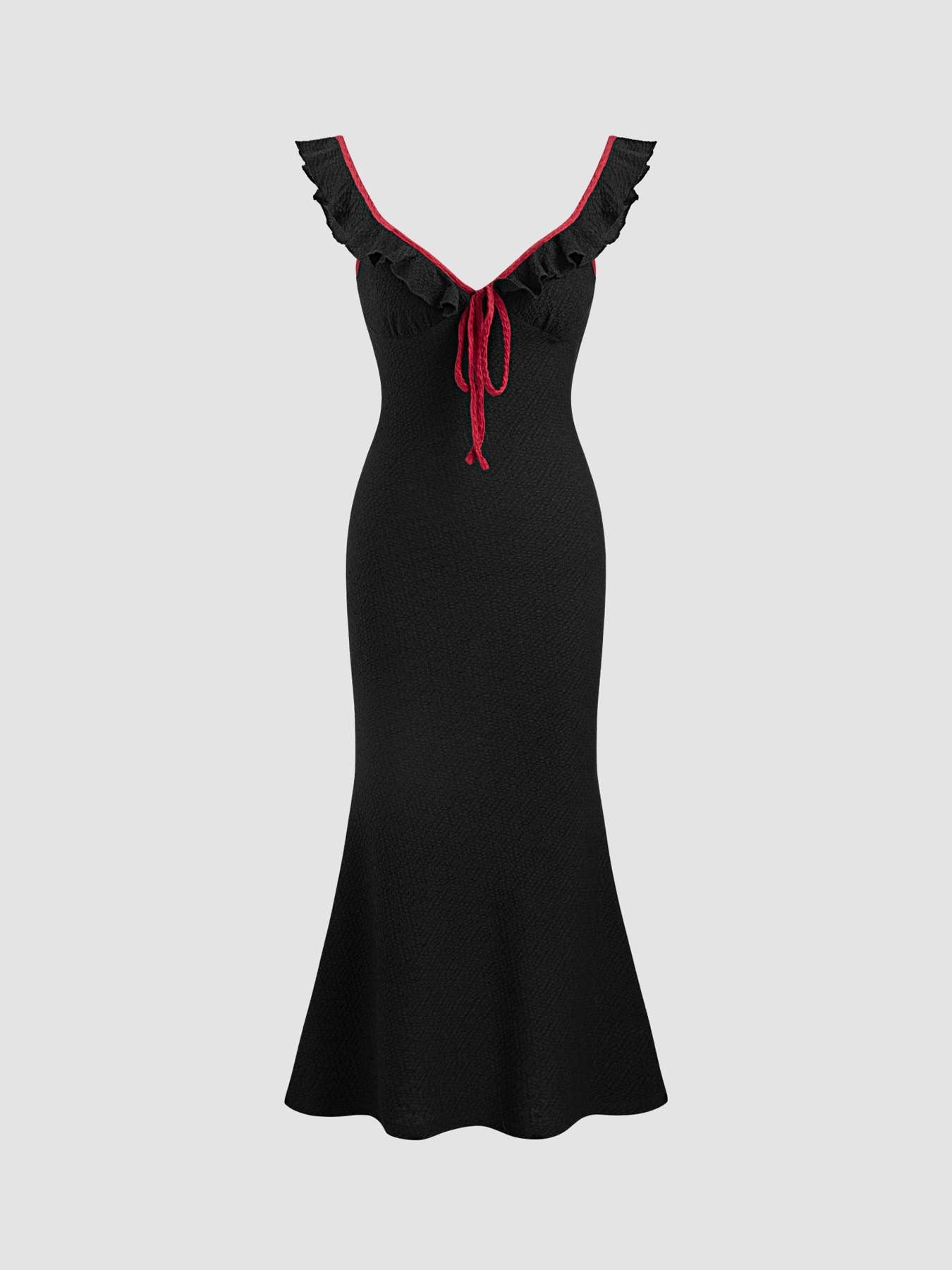 Solid Color Fishtail Skirt With Ruffled Lace