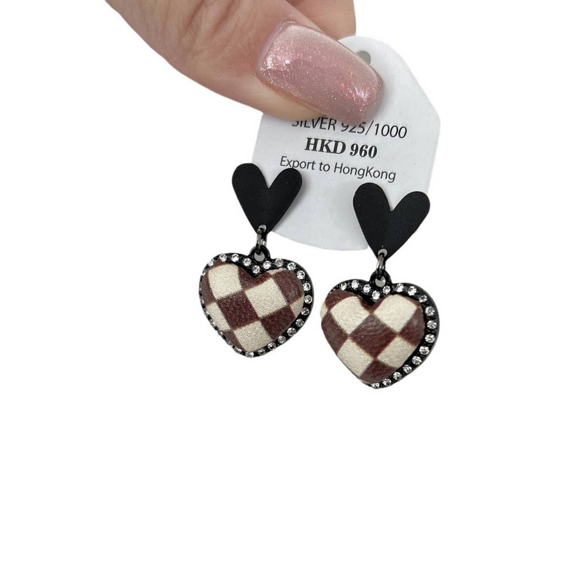 Trendy Black Heart-Shaped Earrings