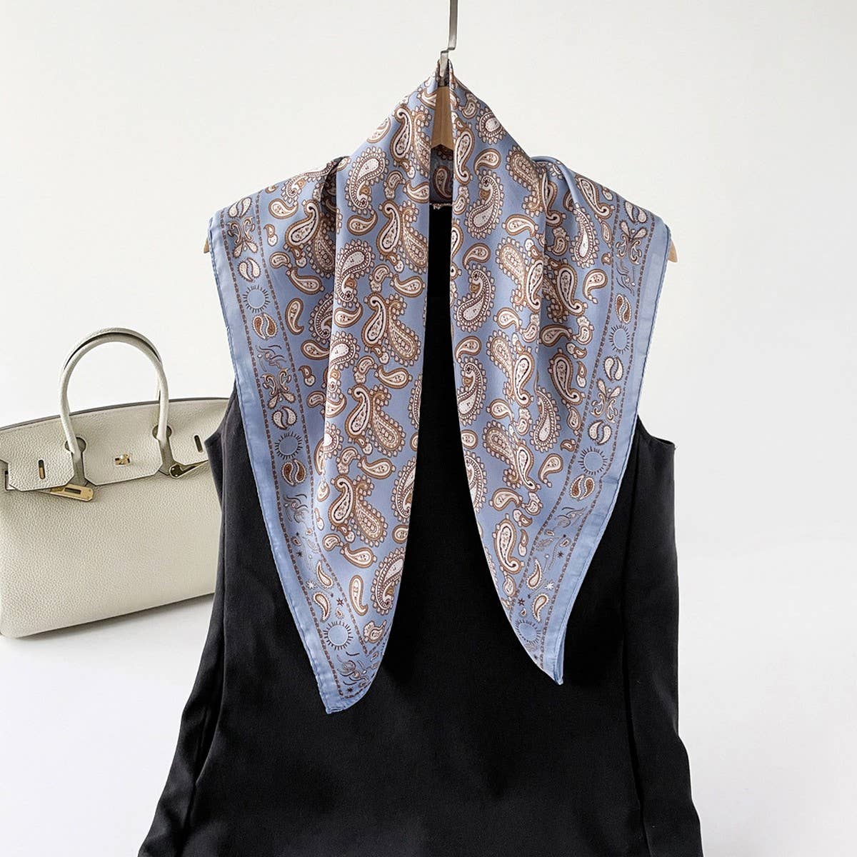 PAISLEY SATIN SQUARE SCARF 70CM NECK HEAD _CWASC0825