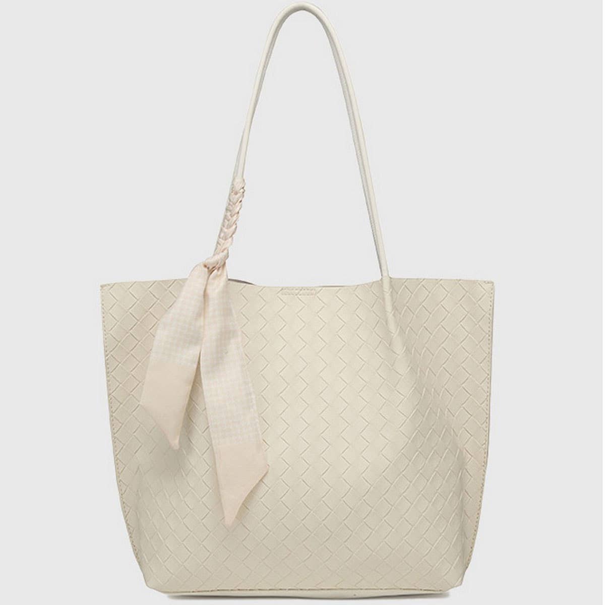 LARGE WOVEN TEXTURE TOTE BAG STYLISH ELEGANT＿cWAB5117