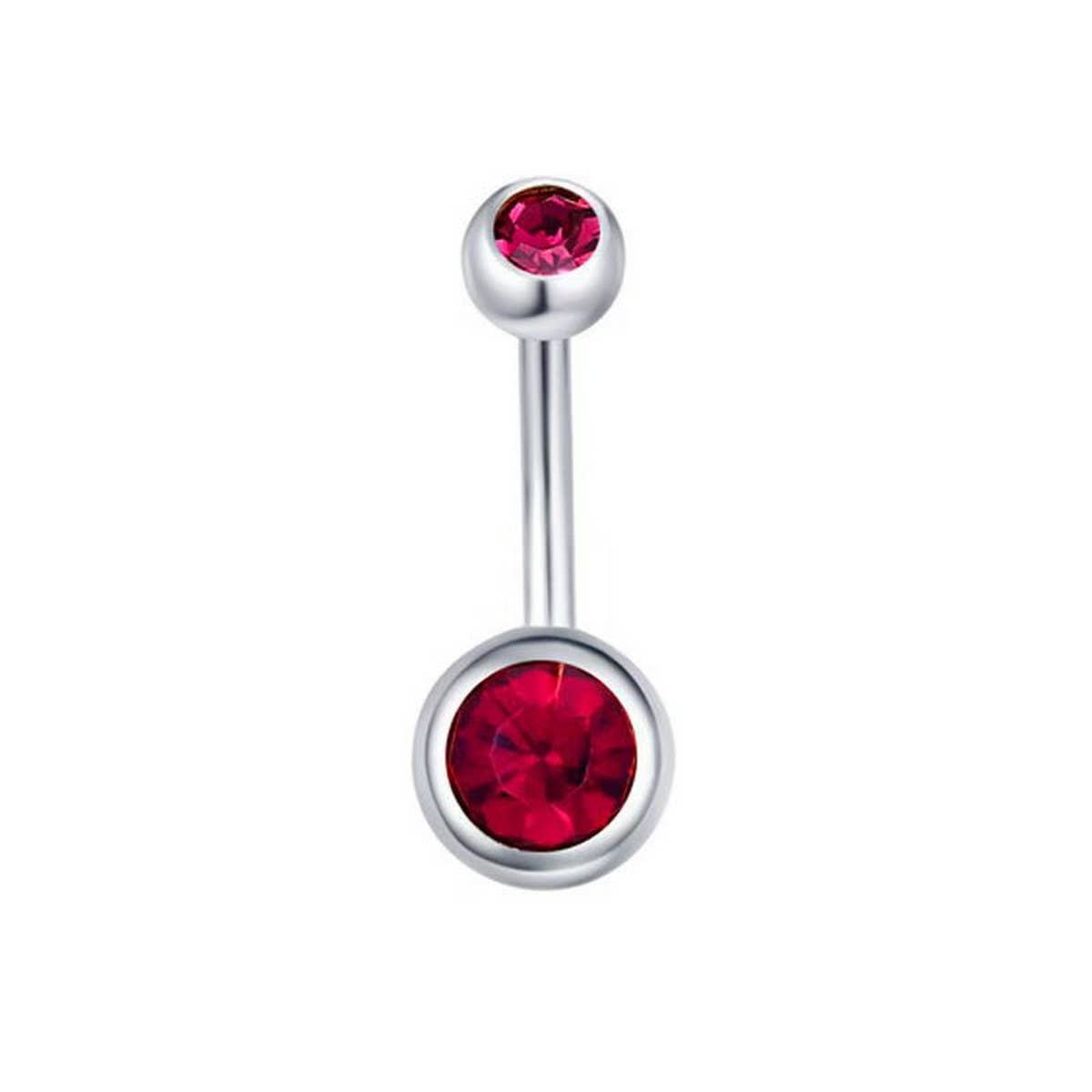 DOUBLE GEM BELLY BUTTON RING STAINLESS STEEL_CWMM9173