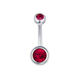 DOUBLE GEM BELLY BUTTON RING STAINLESS STEEL_CWMM9173