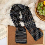 Retro Knit Stripe Scarf Colorblock Long Wrap_Cwasc03023