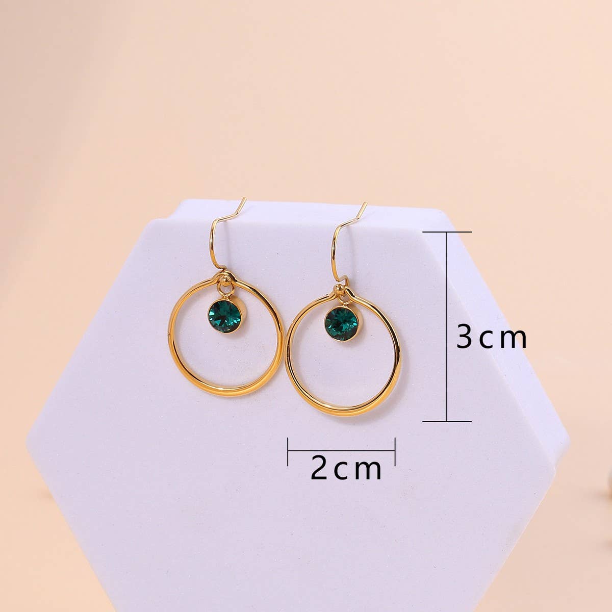 Titanium Steel Fashionable Zircon Circle Earrings_Cwmm3663
