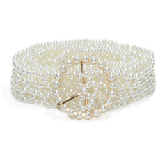 NEW SWEET PEARL STRETCH PEARL WIDE BELT_CWABE0508
