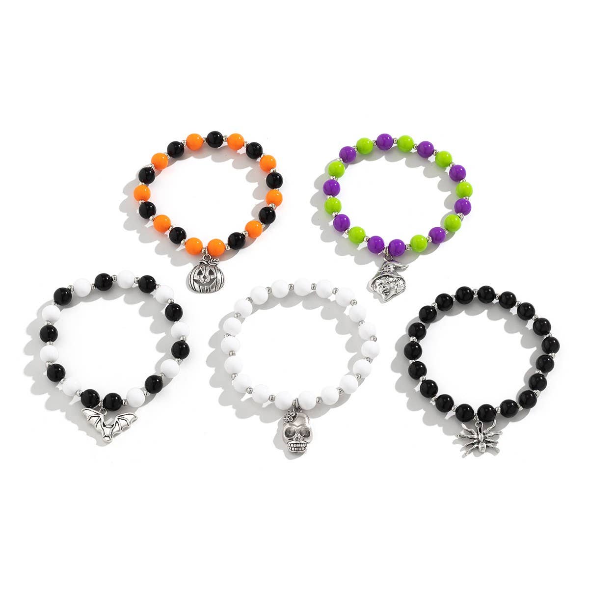 NEW SKULL PUMPKIN COLOR BRACELET SET_CWAJE1486