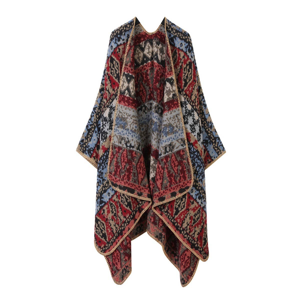 FLORAL CAPE FAUX CASHMERE WARM SCARF SHAWL_CWASC2243