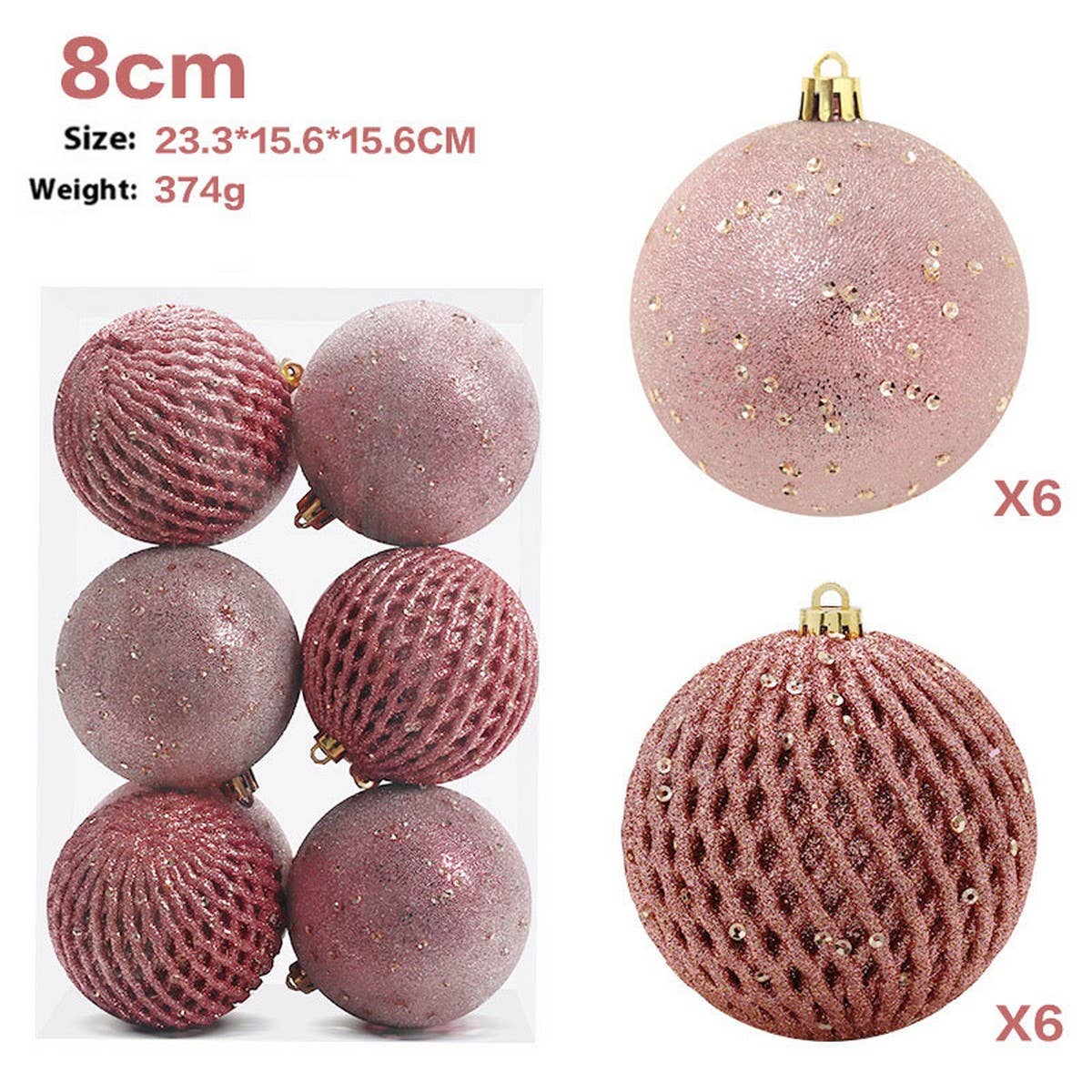 8CM 12PCS GLITTER XMAS BALL ORNAMENT SET_CWMM9871