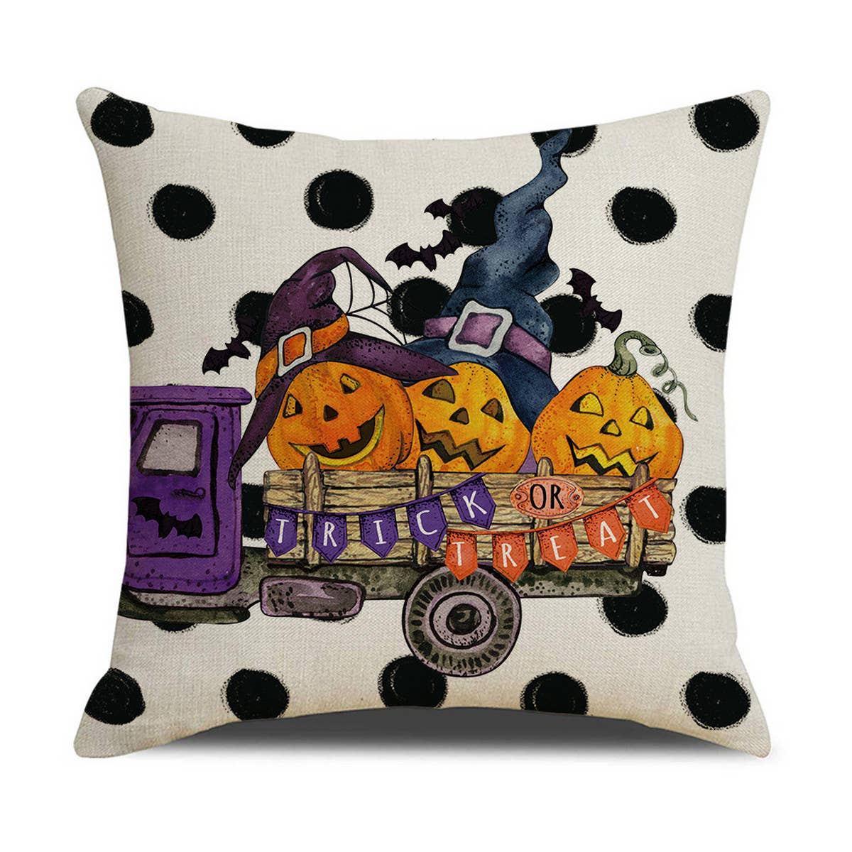PURPLE HALLOWEEN FUNNY LETTER PRINT PILLOWCASE_CWMM1356