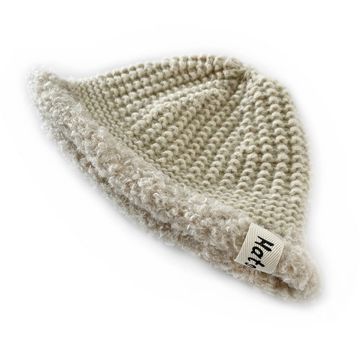 2 6 YEARS OLD PLUSH BRIM BUCKET HAT KNITTED HAT_CWAH2044