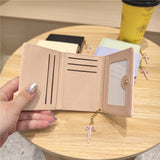 Cute Striped Trifold Wallet With Bow Charm_Cwab06210