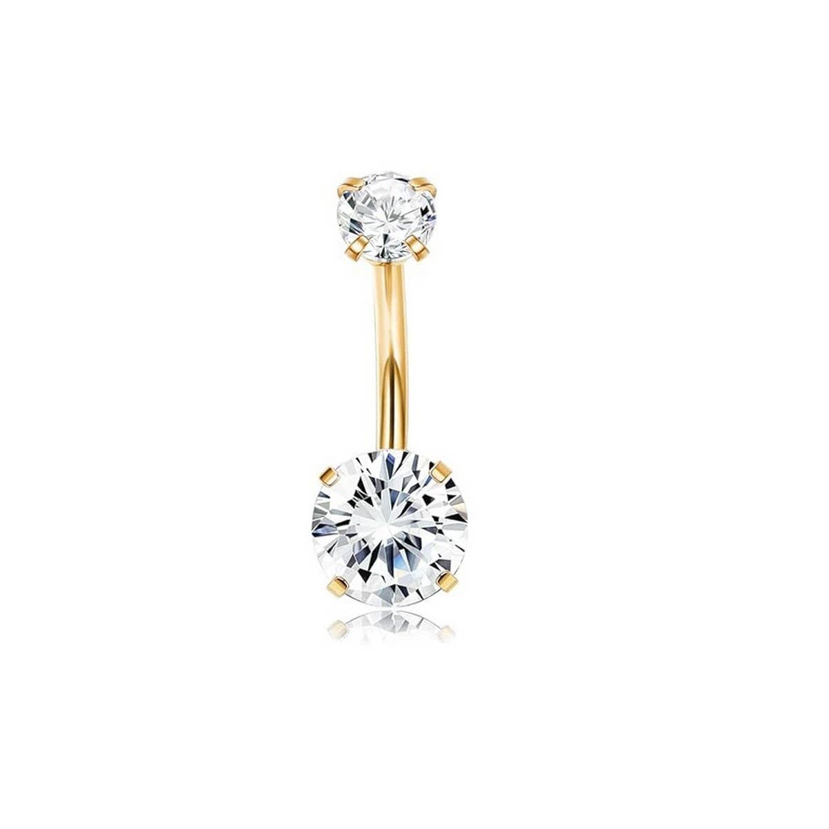 NEW ANGEL WINGS CZ BELLY RING WITH PRONG SETTING_CWMM9242