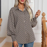 Womens Shirt With Printed Lantern Sleeves