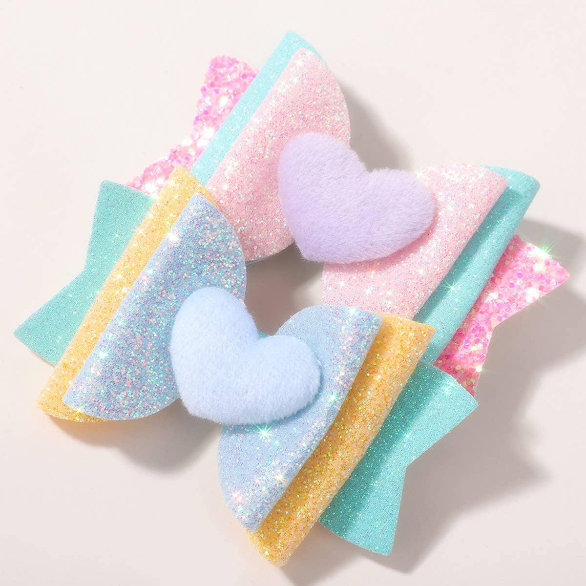 GLITTER HEART BOW HAIR CLIP FOR GIRLS_CWAHA6691