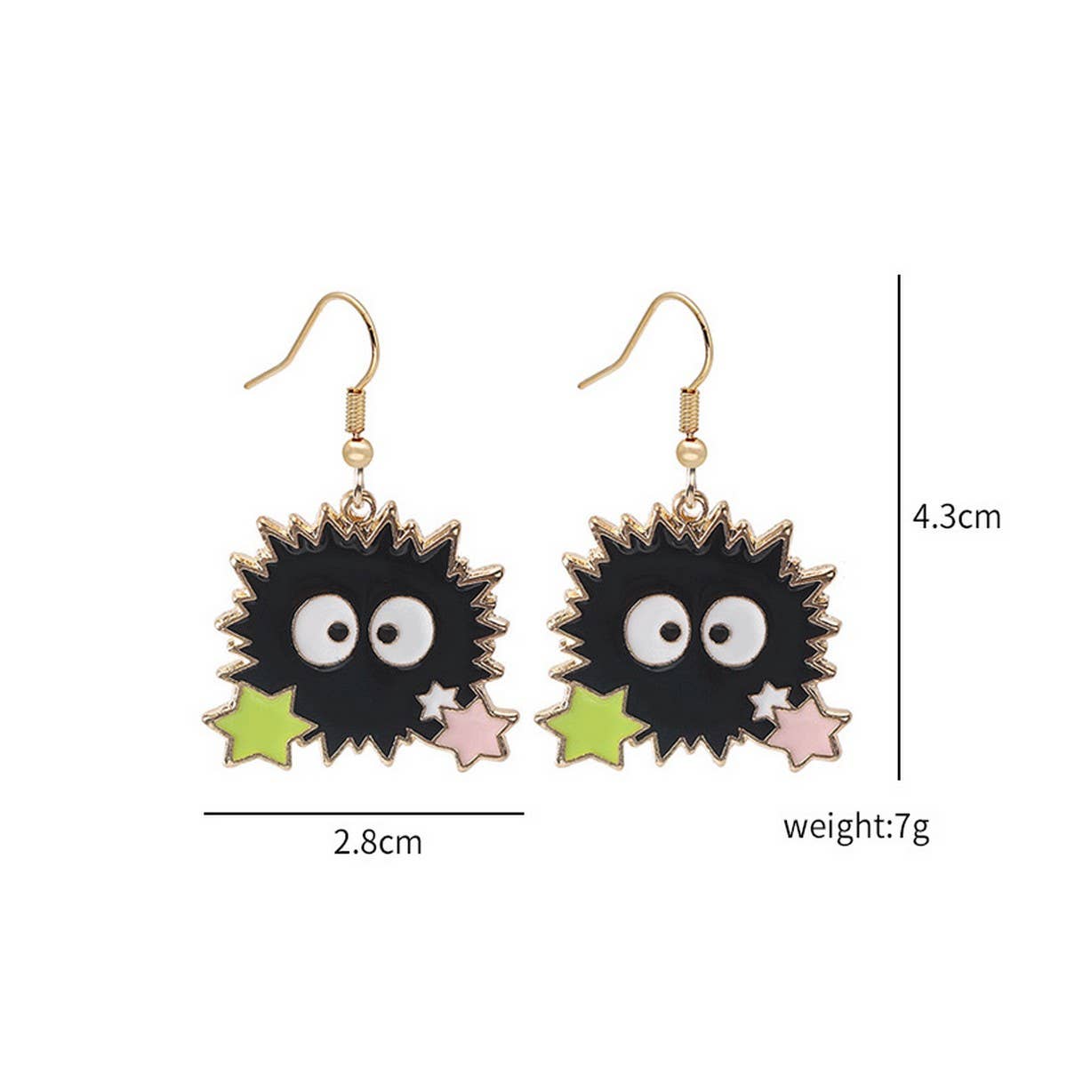 CARTOON FUNNY SEA URCHIN GHOST EARRINGS_CWAJE1846