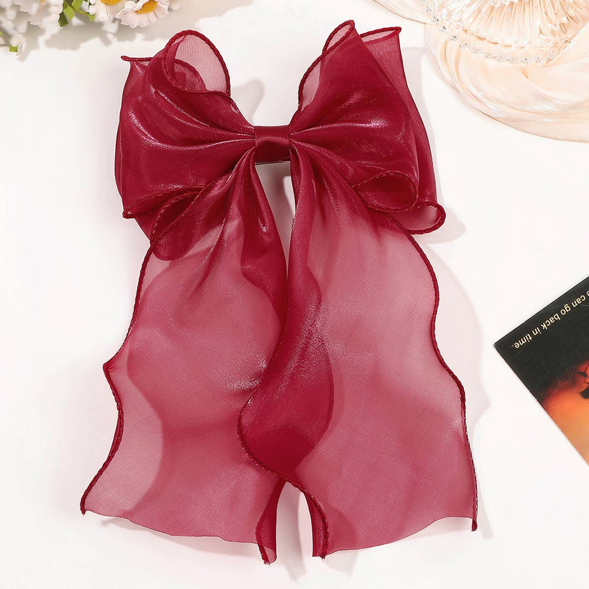 SHINY SILK RIBBON BOW HAIRPIN_CWAHA1631