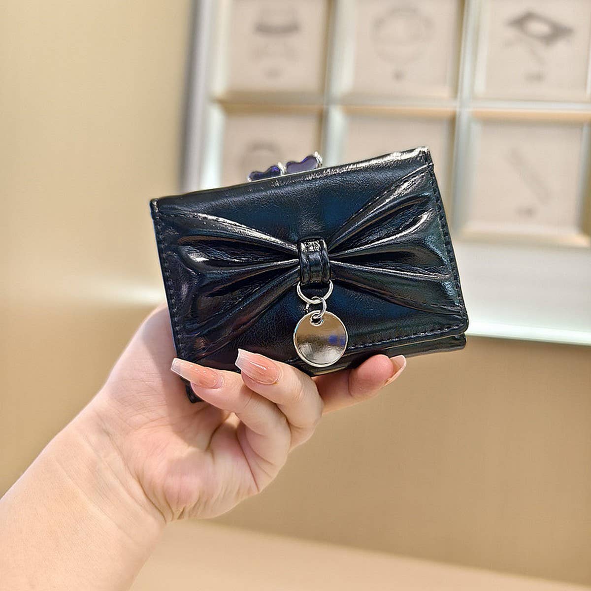 Cute Bow Heart Trifold Wallet With Coin Pouch_Cwab06215